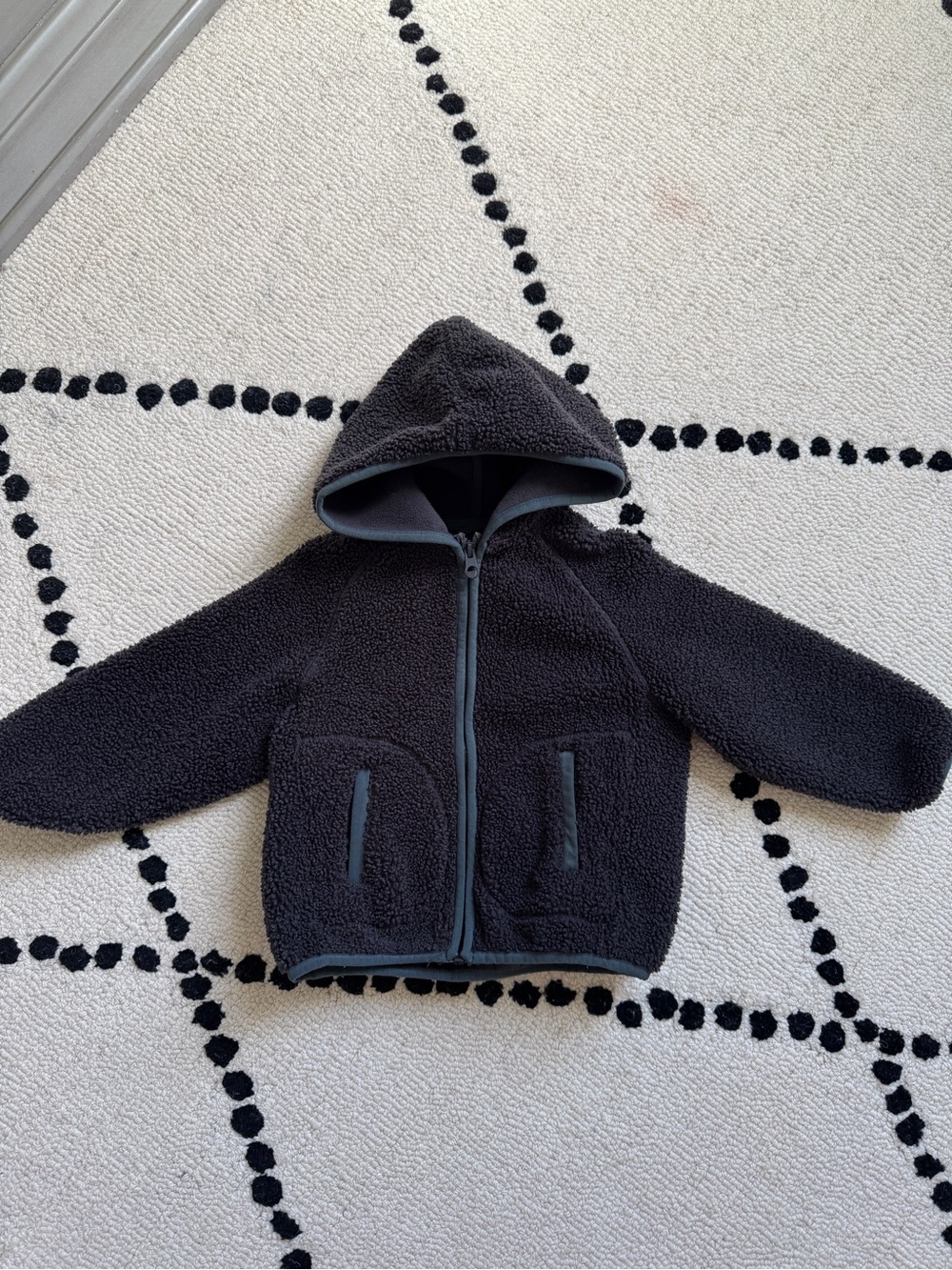 Zara Kids Hooded Sherpa Jackets - Black and Cream